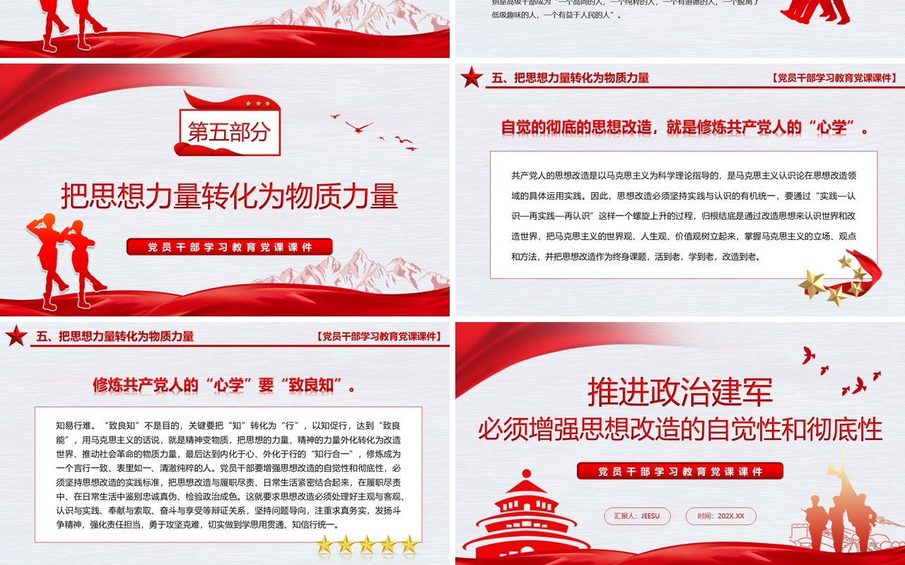 红色简约风增强思想改造的自觉性和彻底性PPT模板