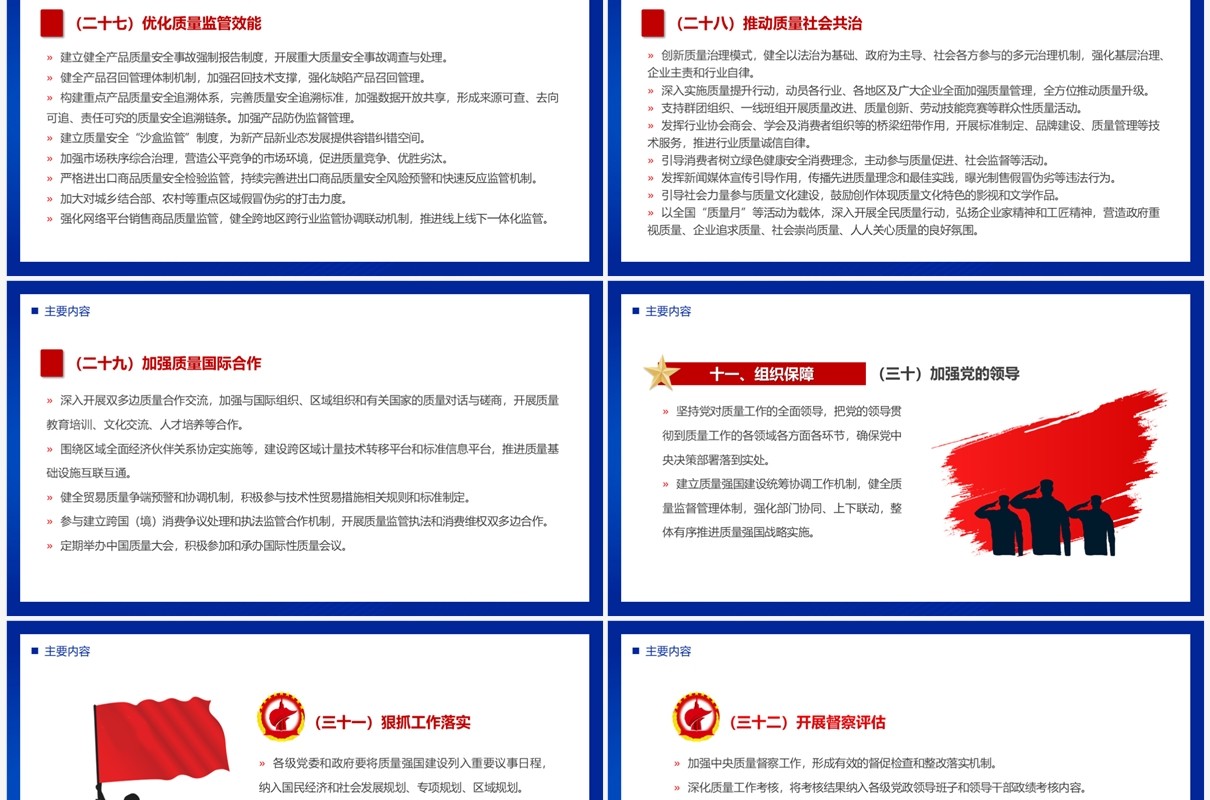 蓝色简约党政风质量强国建设纲要PPT模板