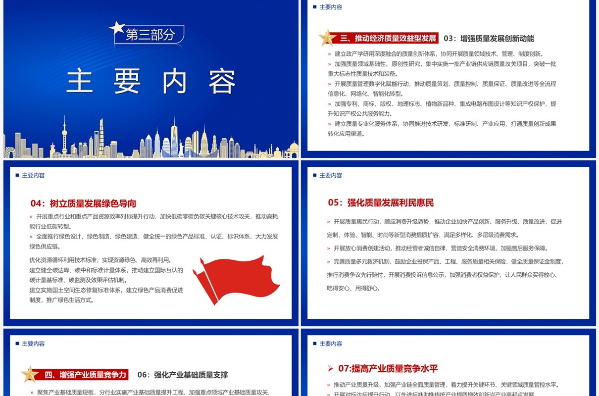 蓝色简约党政风质量强国建设纲要PPT模板