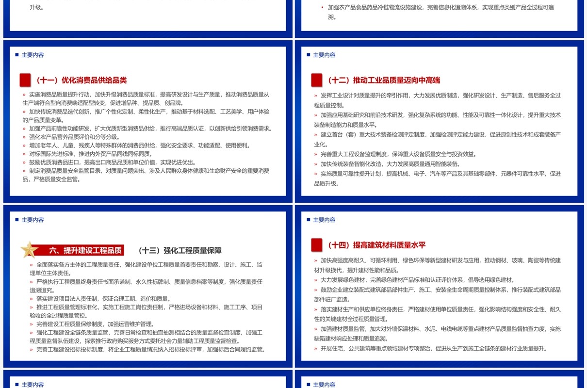 蓝色简约党政风质量强国建设纲要PPT模板
