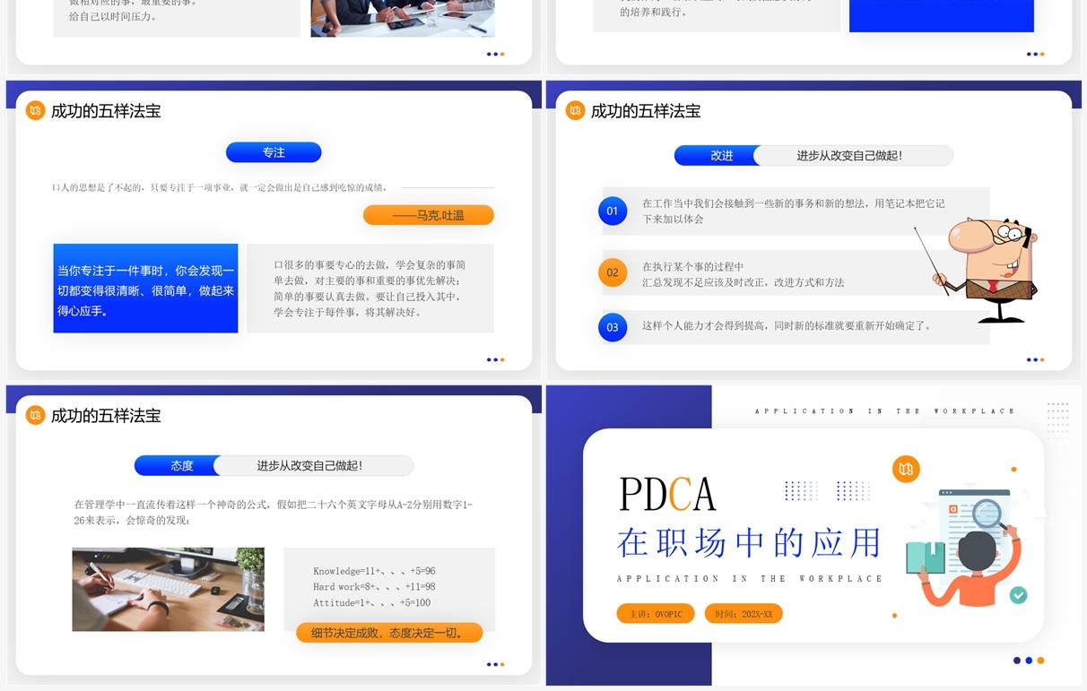 紫色简约风PDCA在职场中的应用PPT模板