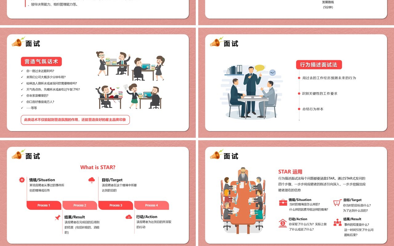 粉色卡通人力资源部招聘技巧PPT模板