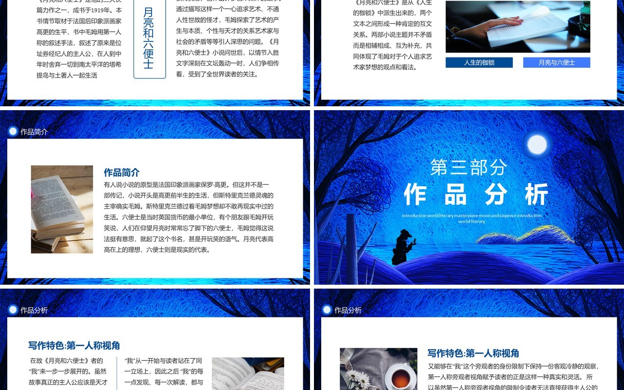 威廉毛姆世界文学名著月亮与六便士导读动态PPT模板