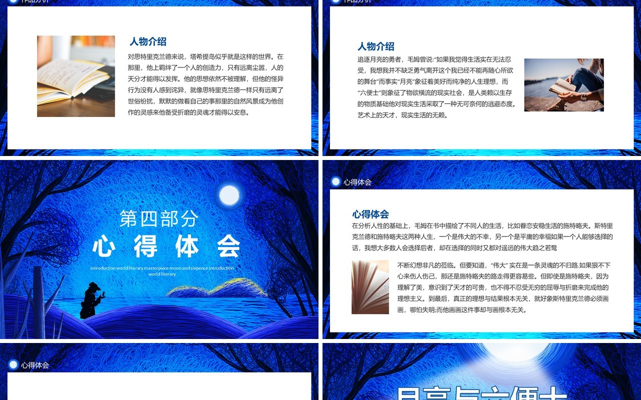 威廉毛姆世界文学名著月亮与六便士导读动态PPT模板