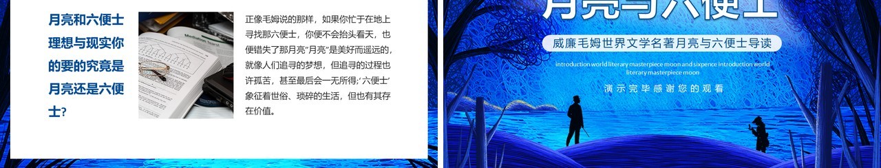 威廉毛姆世界文学名著月亮与六便士导读动态PPT模板
