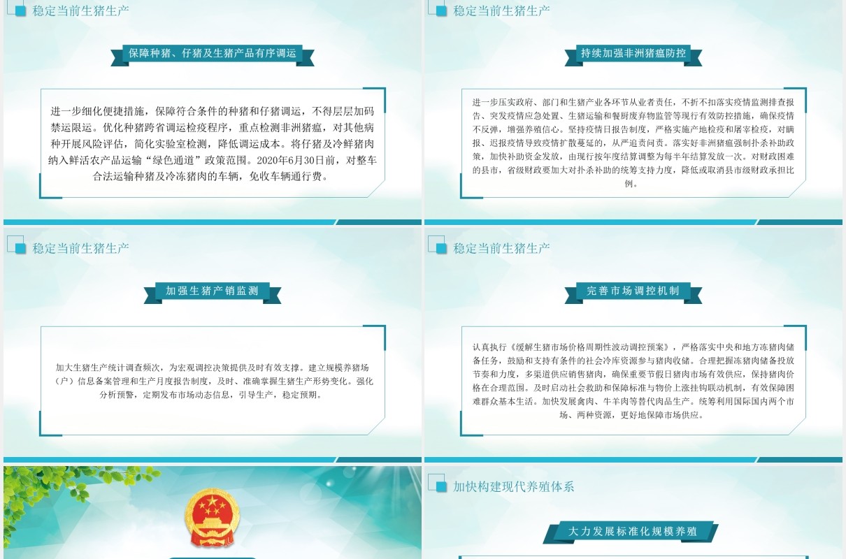 国务院关于稳定生猪生产促进转型升级的意见党课党建PPT模板