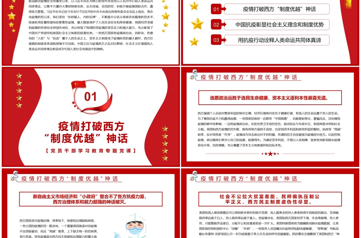 疫情下的西方制度与中国制度优劣处理PPT模板
