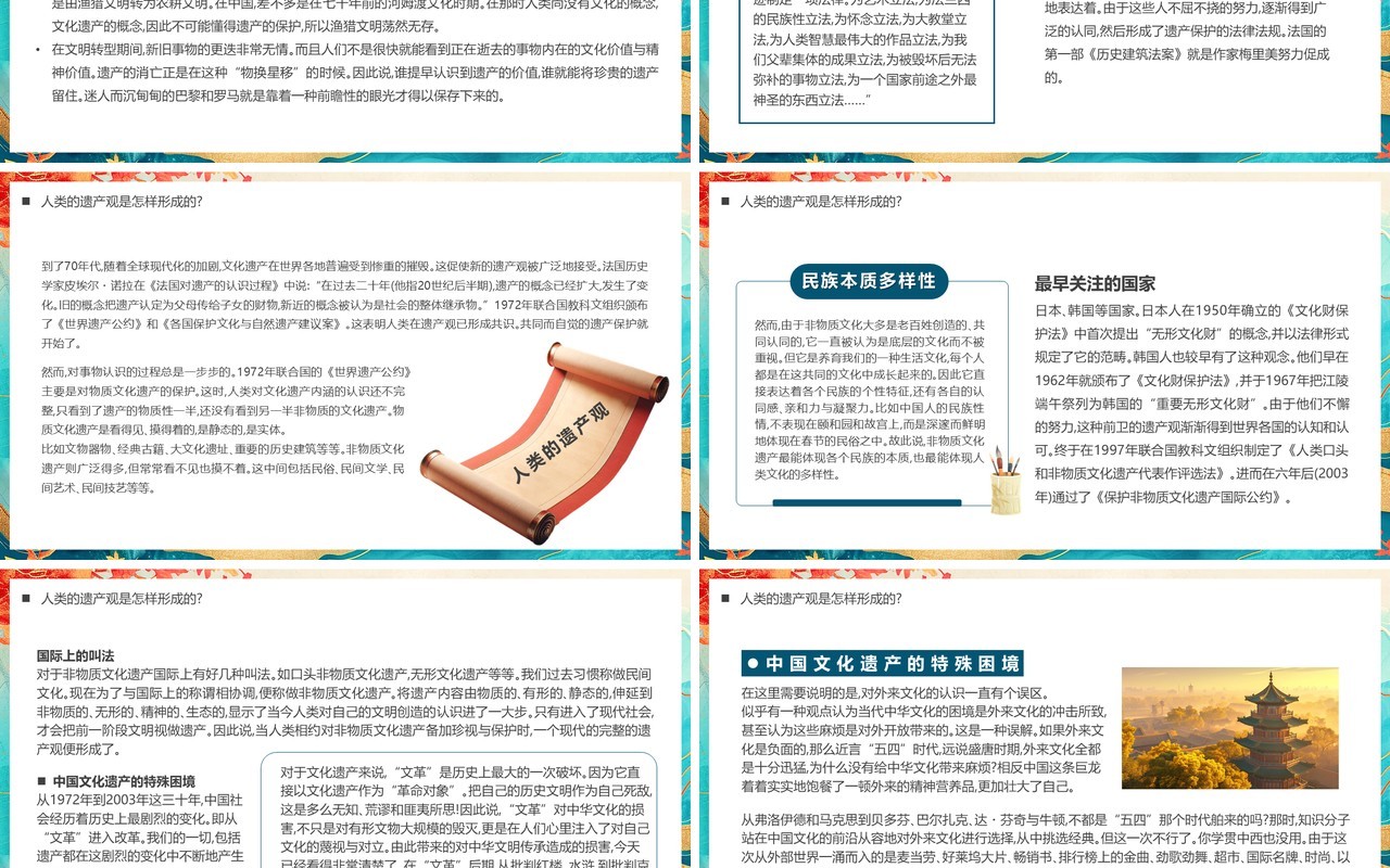 绿色中国风文化和自然遗产日PPT模板