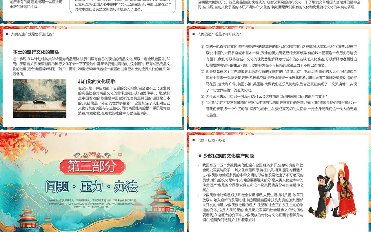 绿色中国风文化和自然遗产日PPT模板