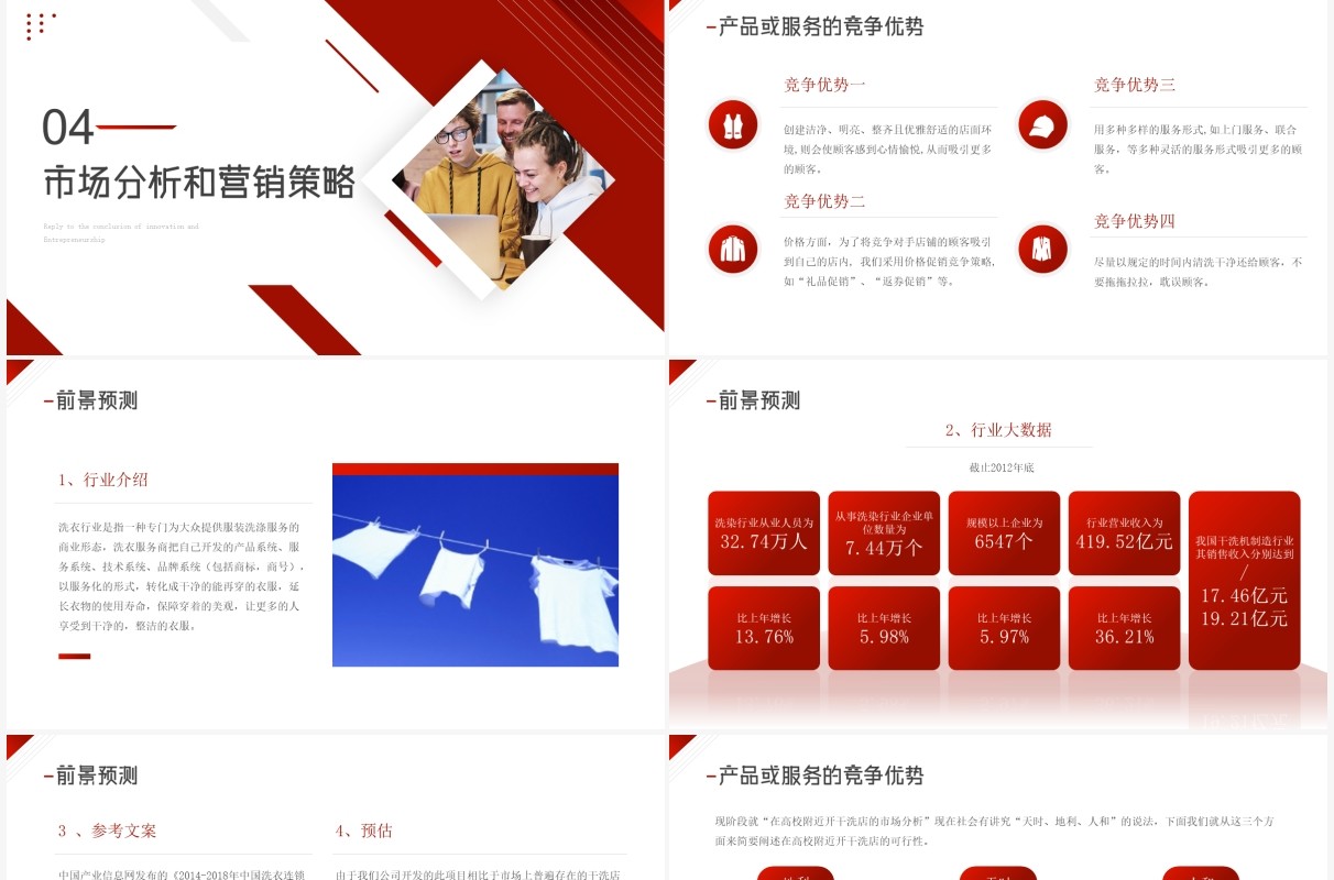 红色几何简约风大学生创新创业结课答辩PPT模板