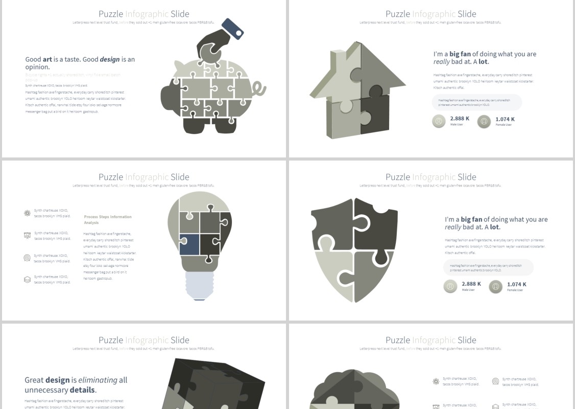拼图PPT信息图表模板PUZZLE PowerPoint Infographics Slides