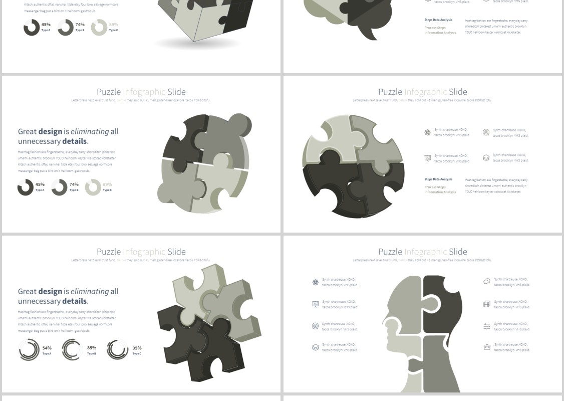 拼图PPT信息图表模板PUZZLE PowerPoint Infographics Slides
