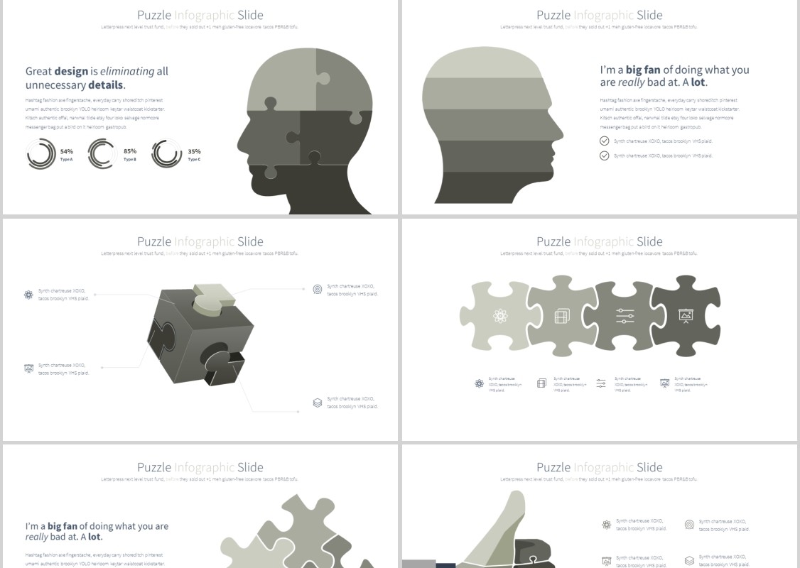 拼图PPT信息图表模板PUZZLE PowerPoint Infographics Slides