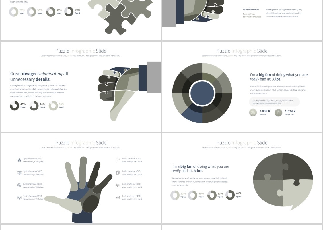 拼图PPT信息图表模板PUZZLE PowerPoint Infographics Slides