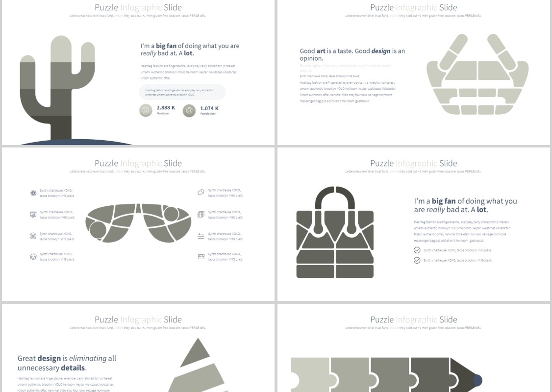 拼图PPT信息图表模板PUZZLE PowerPoint Infographics Slides