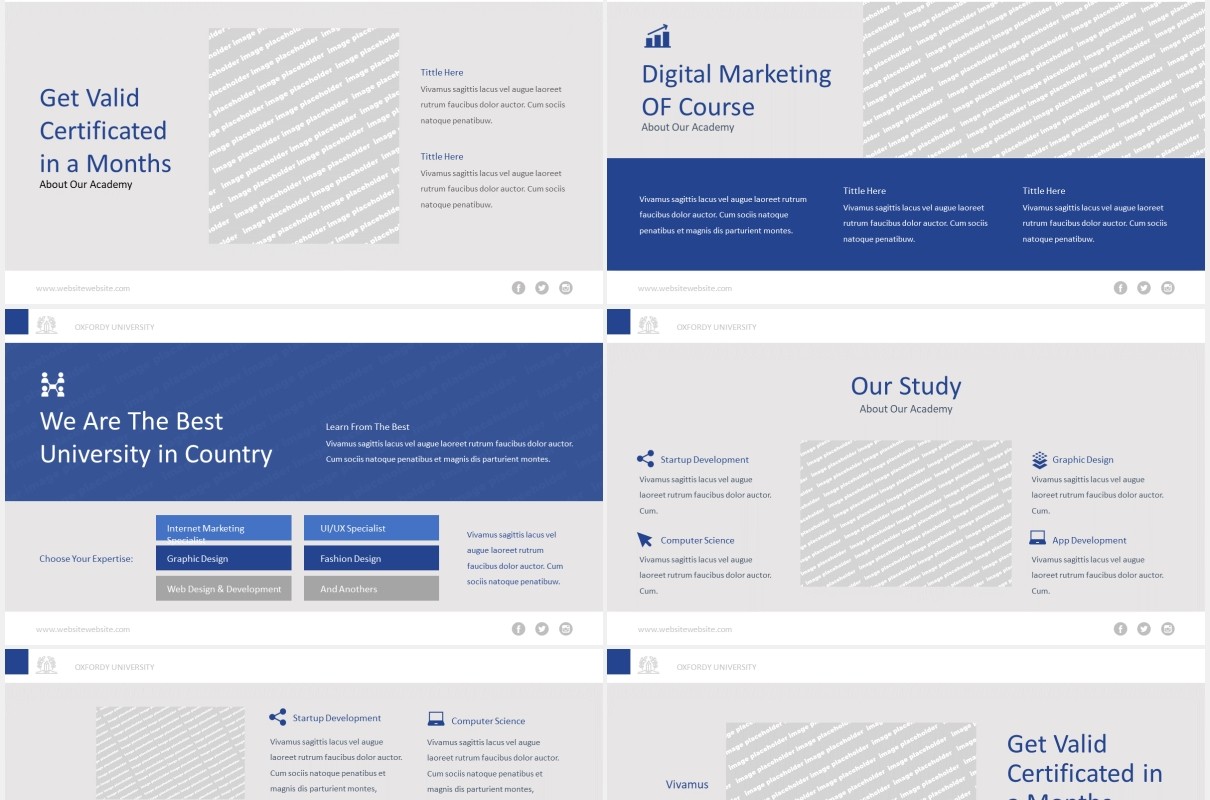 大学生学校教育学术报告答辩PPT模板图片排版设计Academia - University School Powerpoint Template