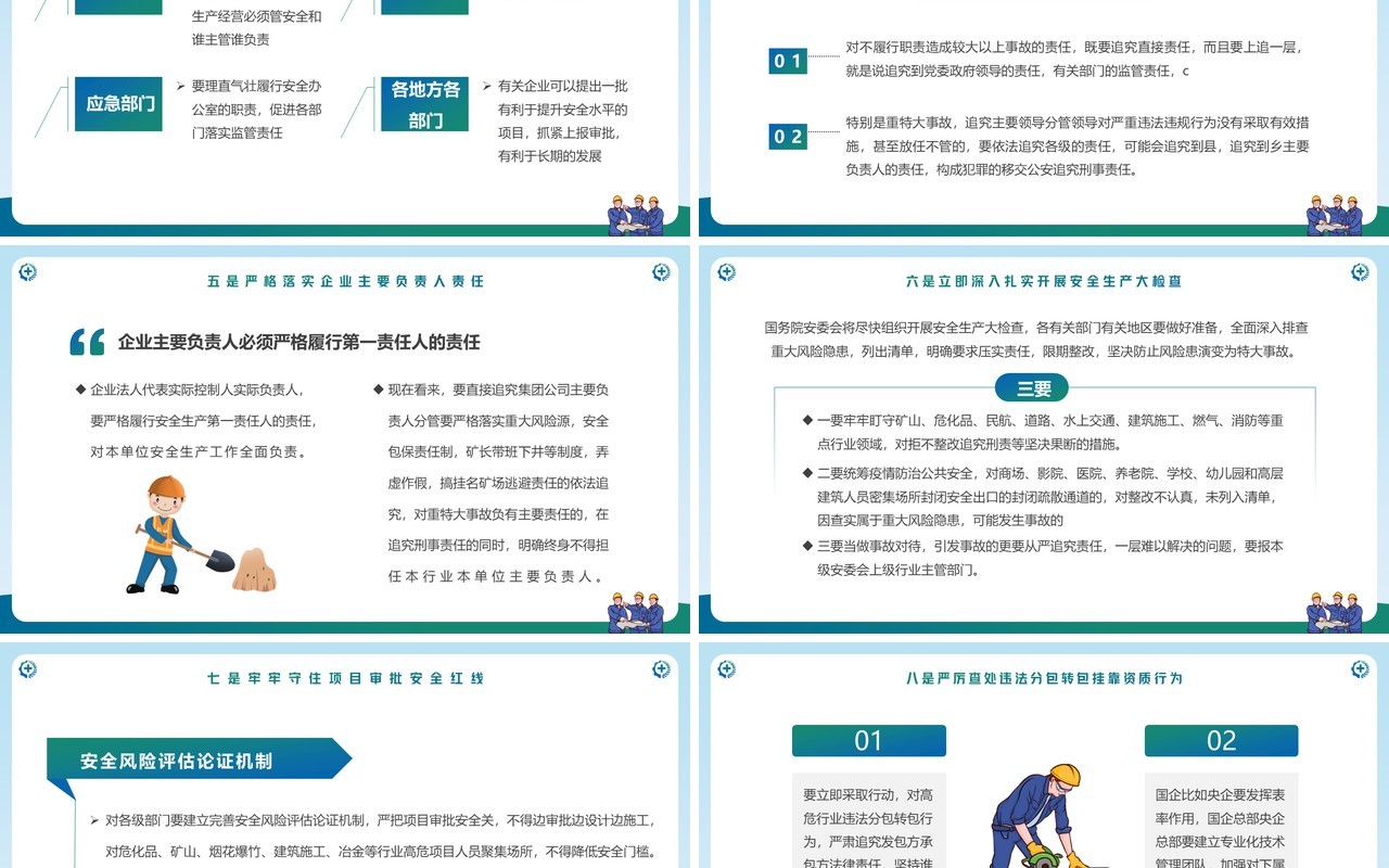 蓝绿色安全生产十五条措施PPT模板