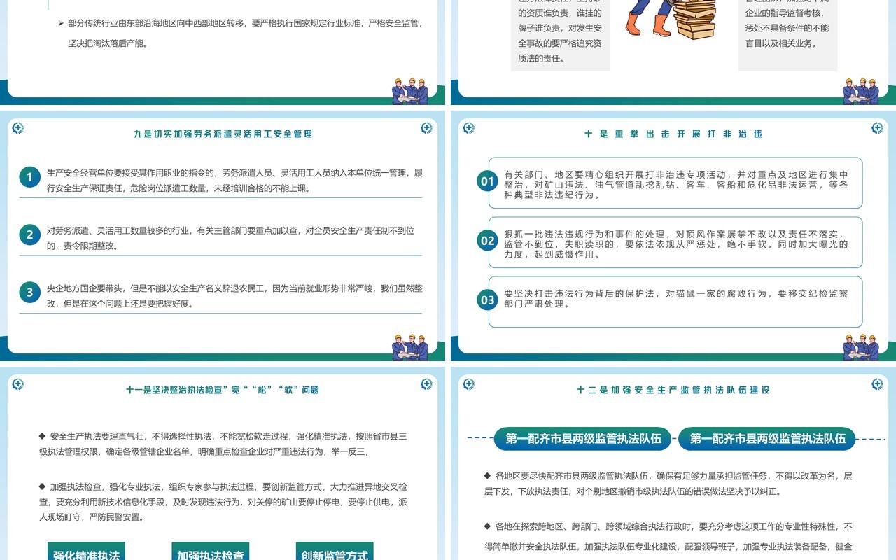 蓝绿色安全生产十五条措施PPT模板