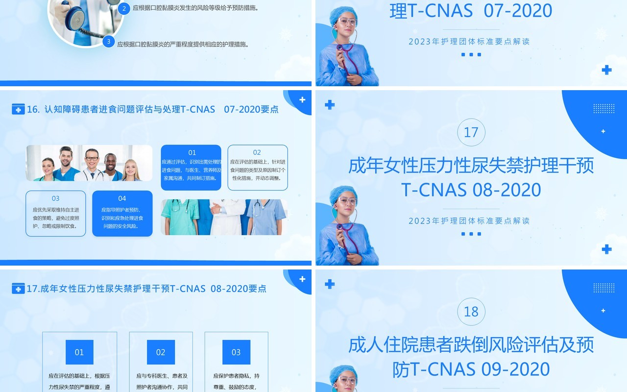 蓝色简约风护理团体标准22项要点解读PPT模板
