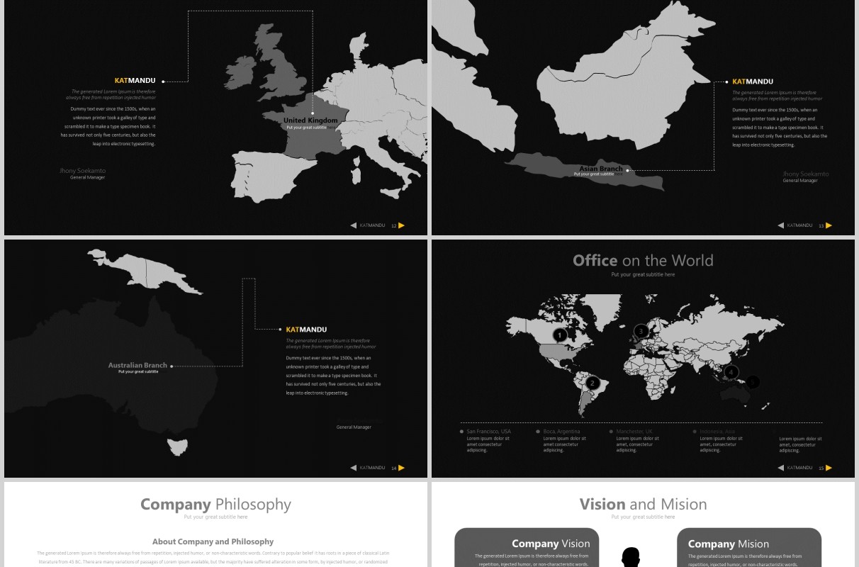 公司产品项目展示图片排版设计PPT素材模板Katmandu Powerpoint