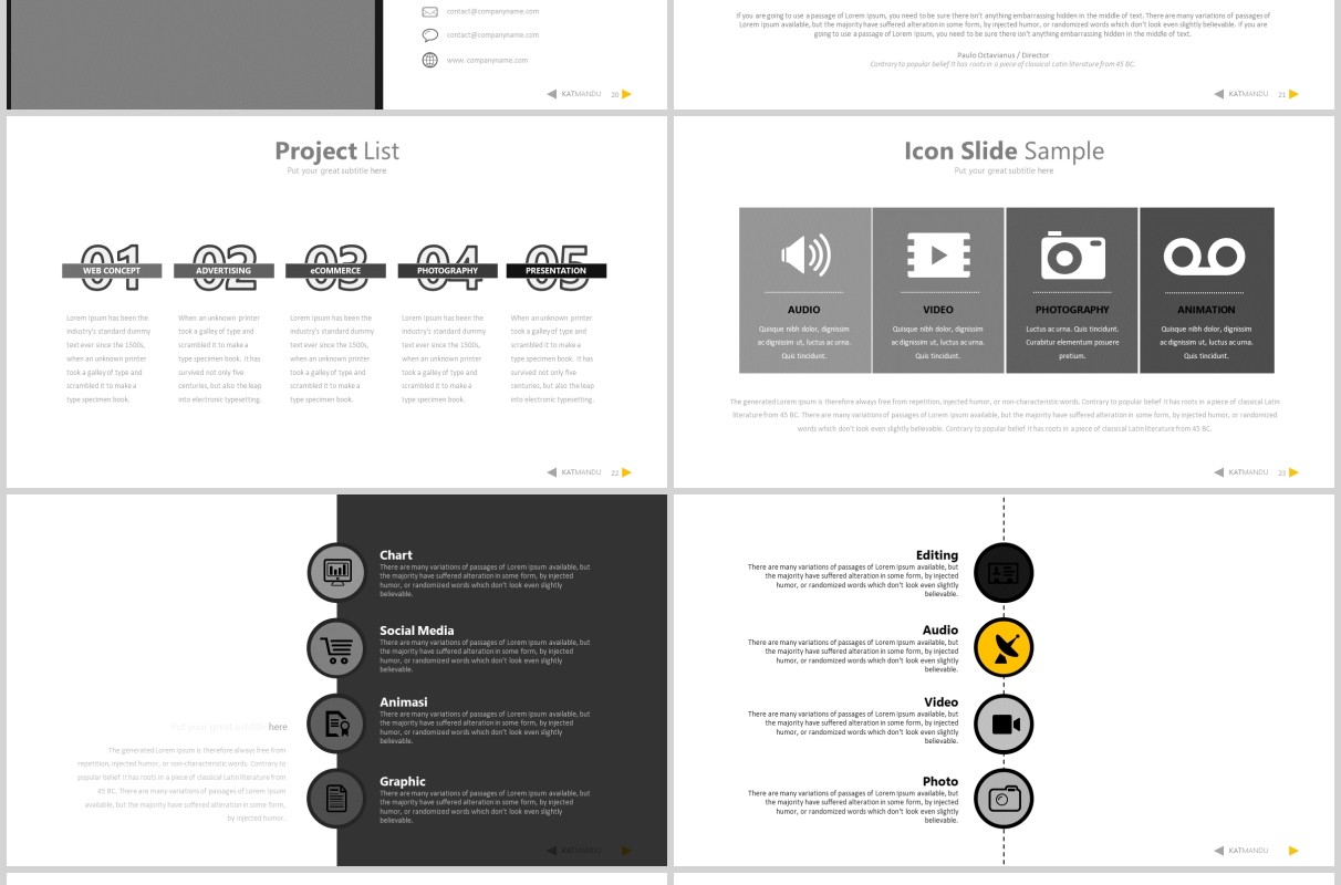 公司产品项目展示图片排版设计PPT素材模板Katmandu Powerpoint