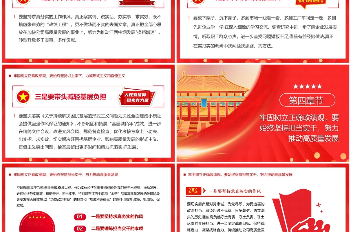 树立正确政绩观推进高质量发展PPT模板