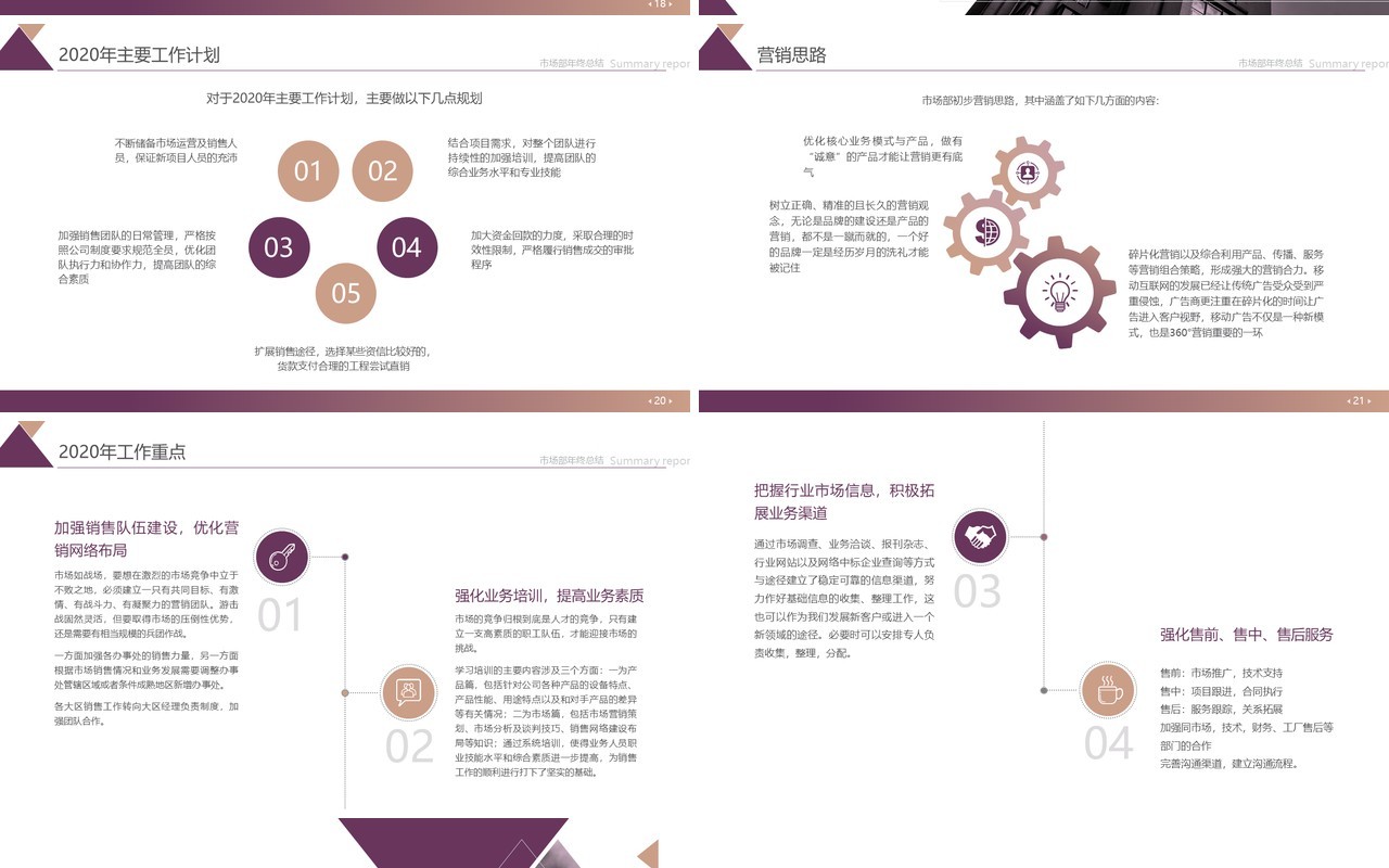 简约紫色大气年中工作总结计划PPT模板