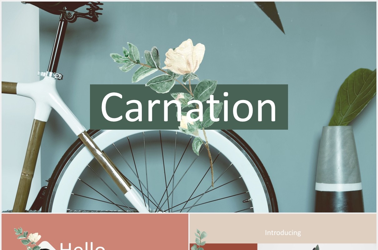 康乃馨简约雅致PPT图片排版模板carnation powerpoint
