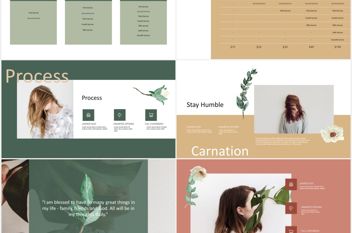 康乃馨简约雅致PPT图片排版模板carnation powerpoint