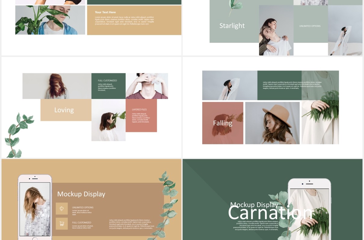 康乃馨简约雅致PPT图片排版模板carnation powerpoint