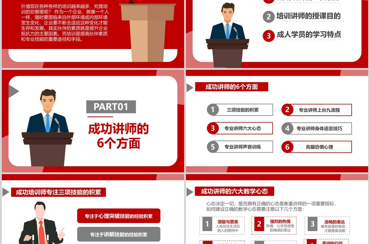 红色如何做一名优秀的培训讲师PPT演讲模板