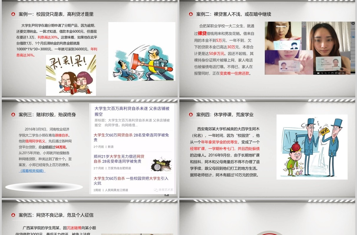 红色校园贷大学生网络安全教育班会课件PPT模板