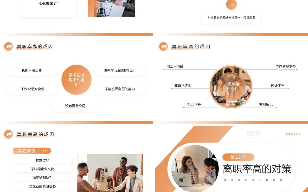黄色简约风人力资源离职率分析PPT模板