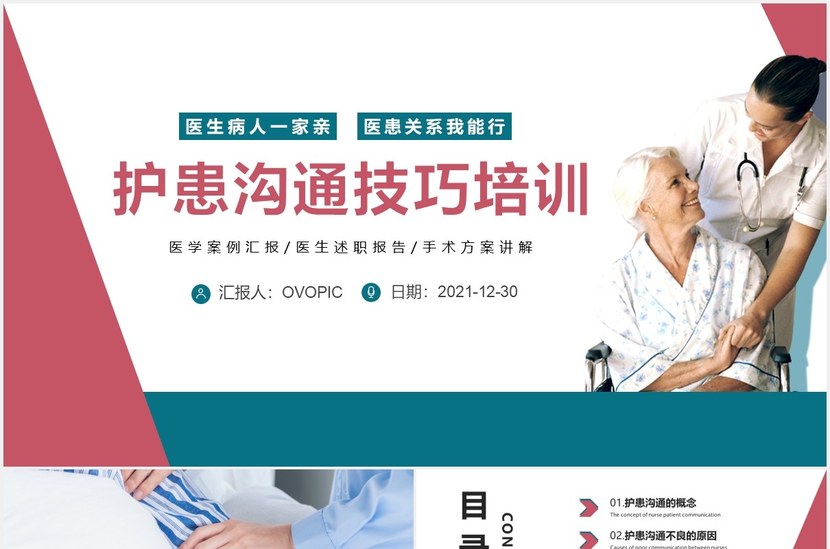 简约商务风护患沟通技巧培训PPT模板