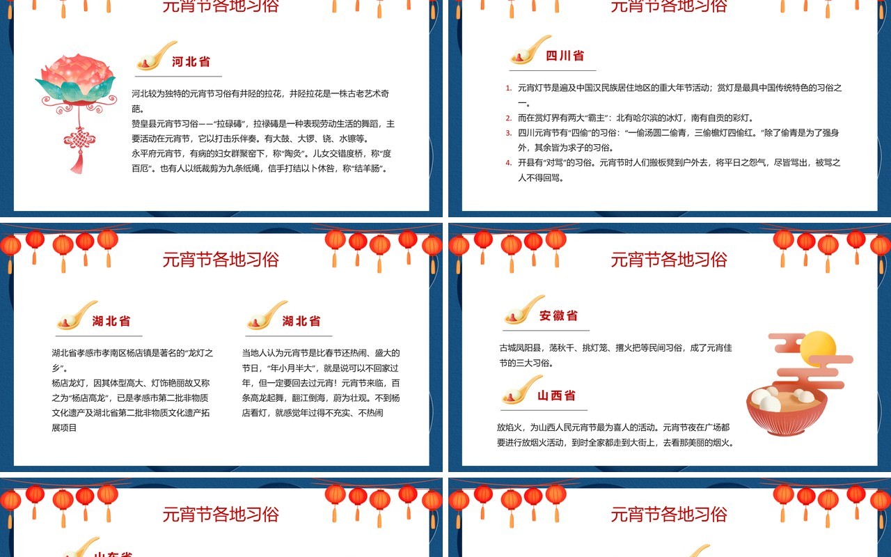 蓝色中国风元宵习俗知多少PPT模板