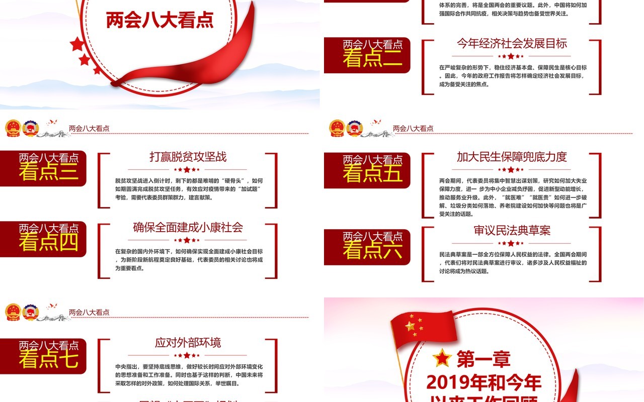 学习解读政府工作报告两会专题党建PPT模板