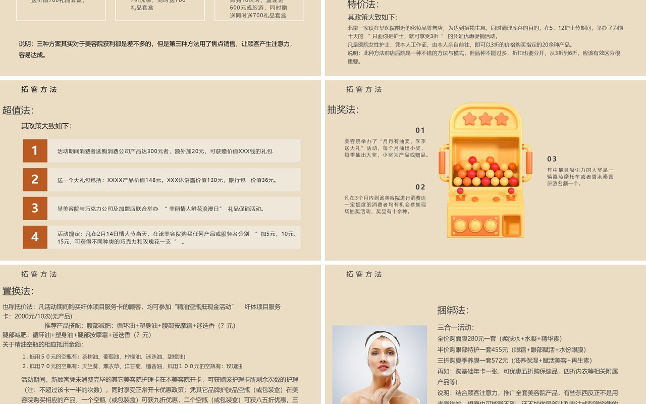 金色简约美容院拓客模式经营培训PPT模板
