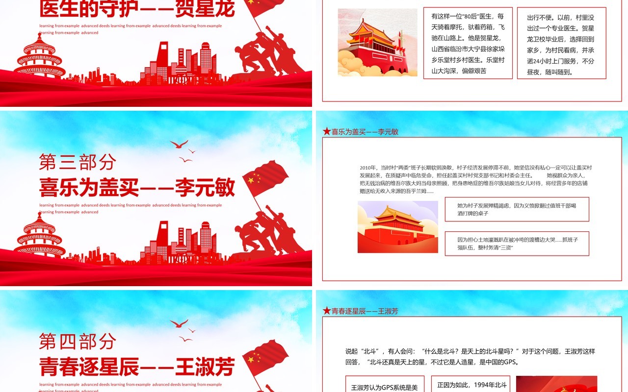 学习榜样的力量先进事迹观后感心得体会动态PPT模板