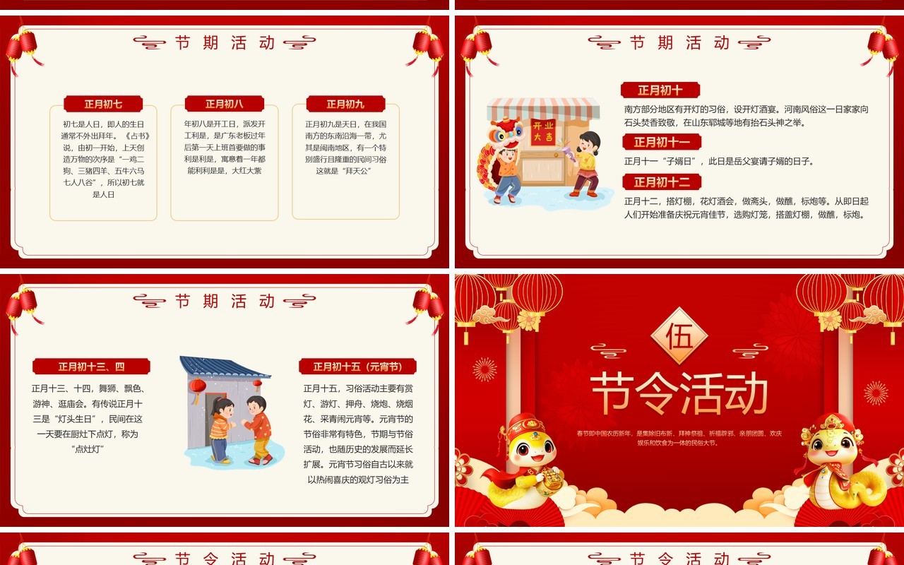 红色中国风2025春节习俗大赏PPT模板