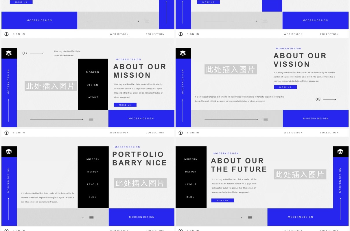 简约蓝色欧美工作汇报PPT模板Barry - Powerpoint Template