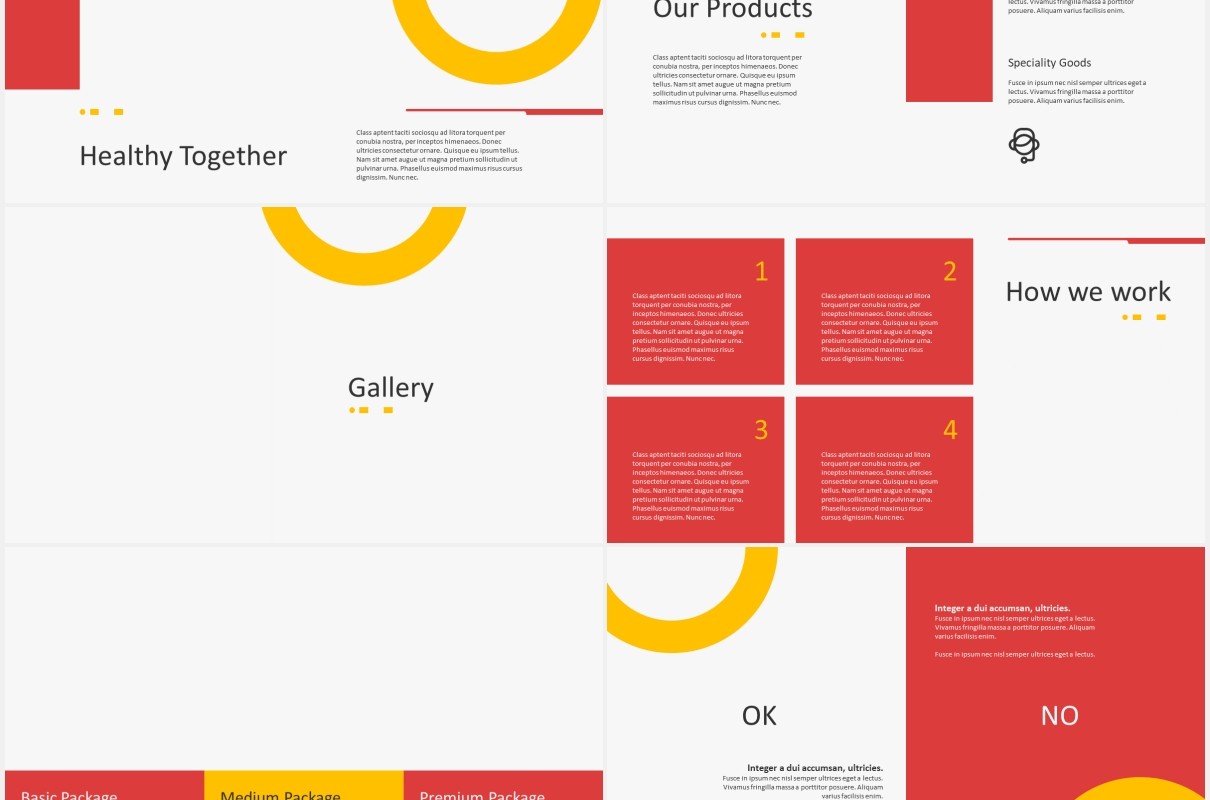 红黄双色公司介绍图文排版设计PPT模板INDUXTRY - Company Profile Powerpoint Template