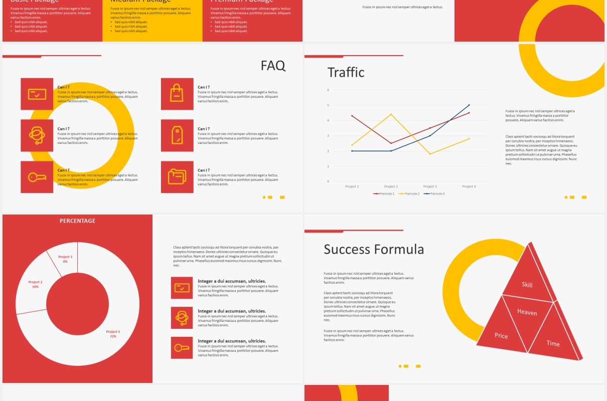 红黄双色公司介绍图文排版设计PPT模板INDUXTRY - Company Profile Powerpoint Template