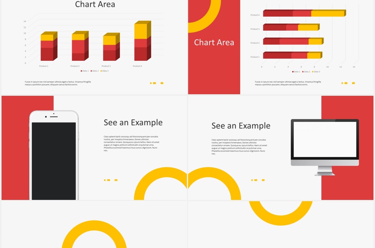 红黄双色公司介绍图文排版设计PPT模板INDUXTRY - Company Profile Powerpoint Template