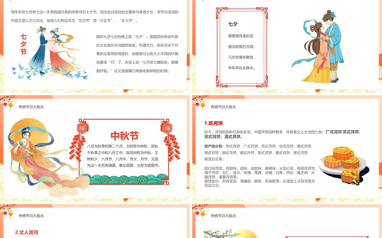 红色中国风中国传统节日介绍PPT模板