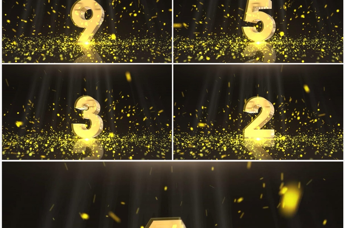 金色粒子年会十秒倒计时PPT模板