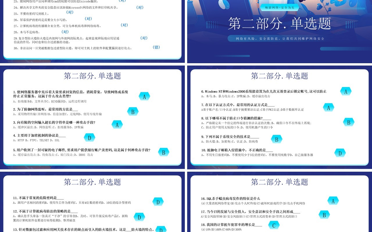 蓝色插画风网络安全知识竞赛PPT模板