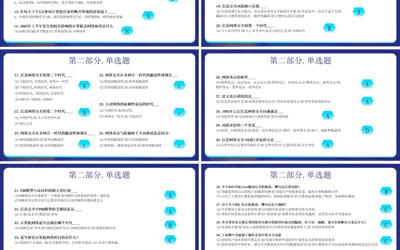 蓝色插画风网络安全知识竞赛PPT模板