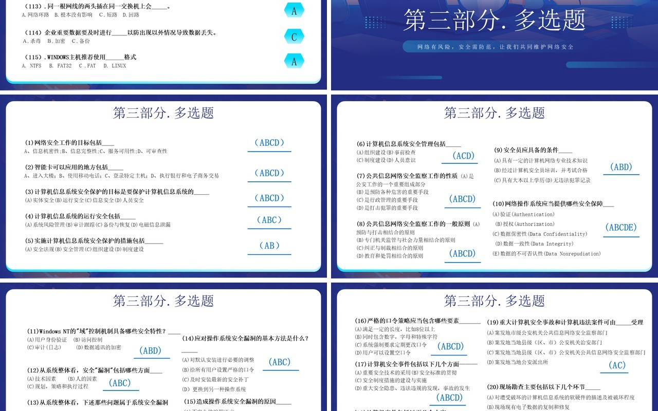 蓝色插画风网络安全知识竞赛PPT模板