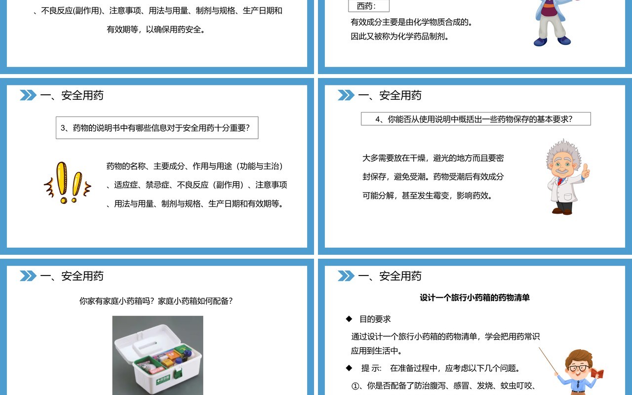 部编版八年级生物下册用药和急救课件PPT模板