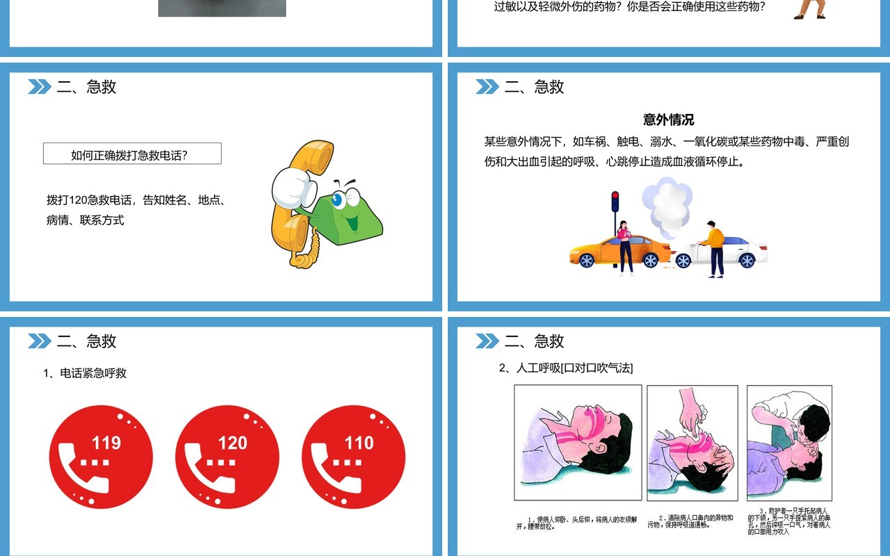 部编版八年级生物下册用药和急救课件PPT模板